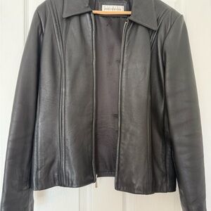 Jones New York Women's Classic Black Leather Jacket